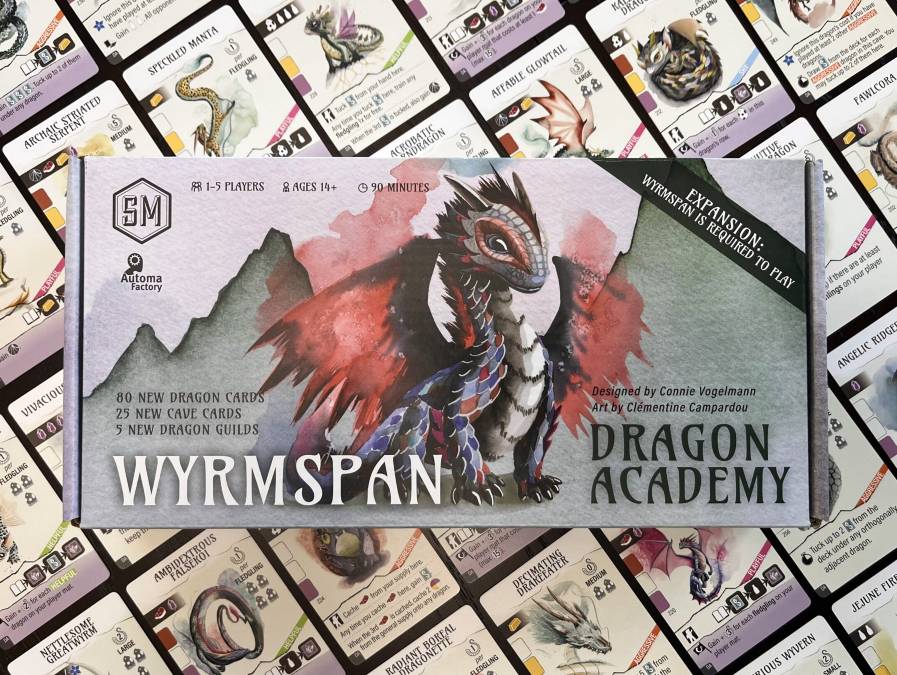 Wyrmspan Dragon Academy box and cards art